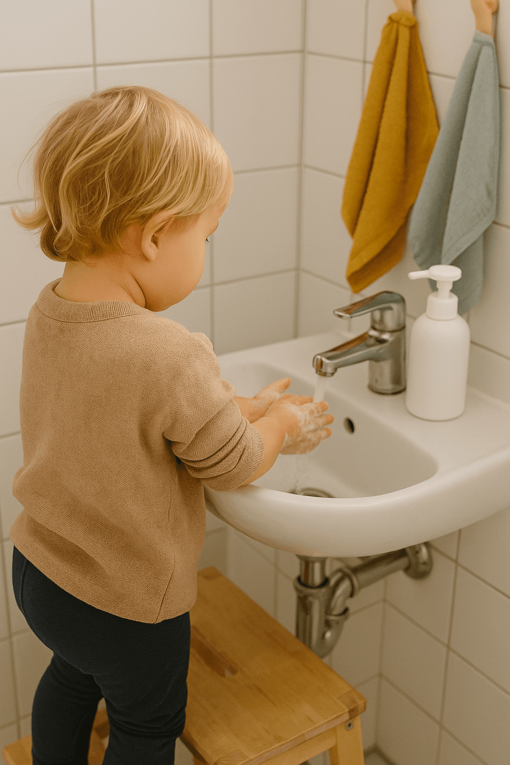 Kind beim Händewaschen - Selbstständigkeit und Hygiene im Alltag der Kindertagespflege
