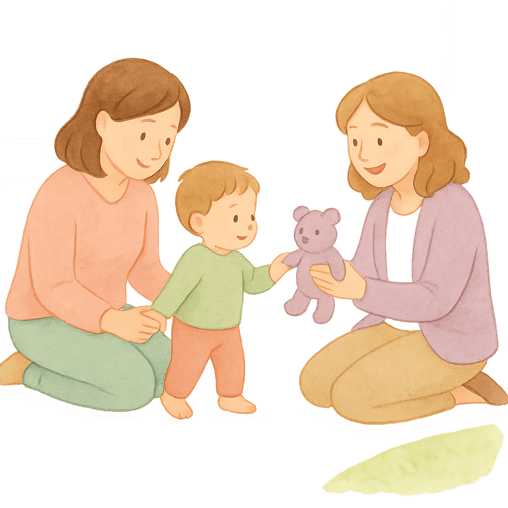 Eltern und Kind während der Eingewöhnung - vertrauensvolle Atmosphäre, behutsamer Übergang